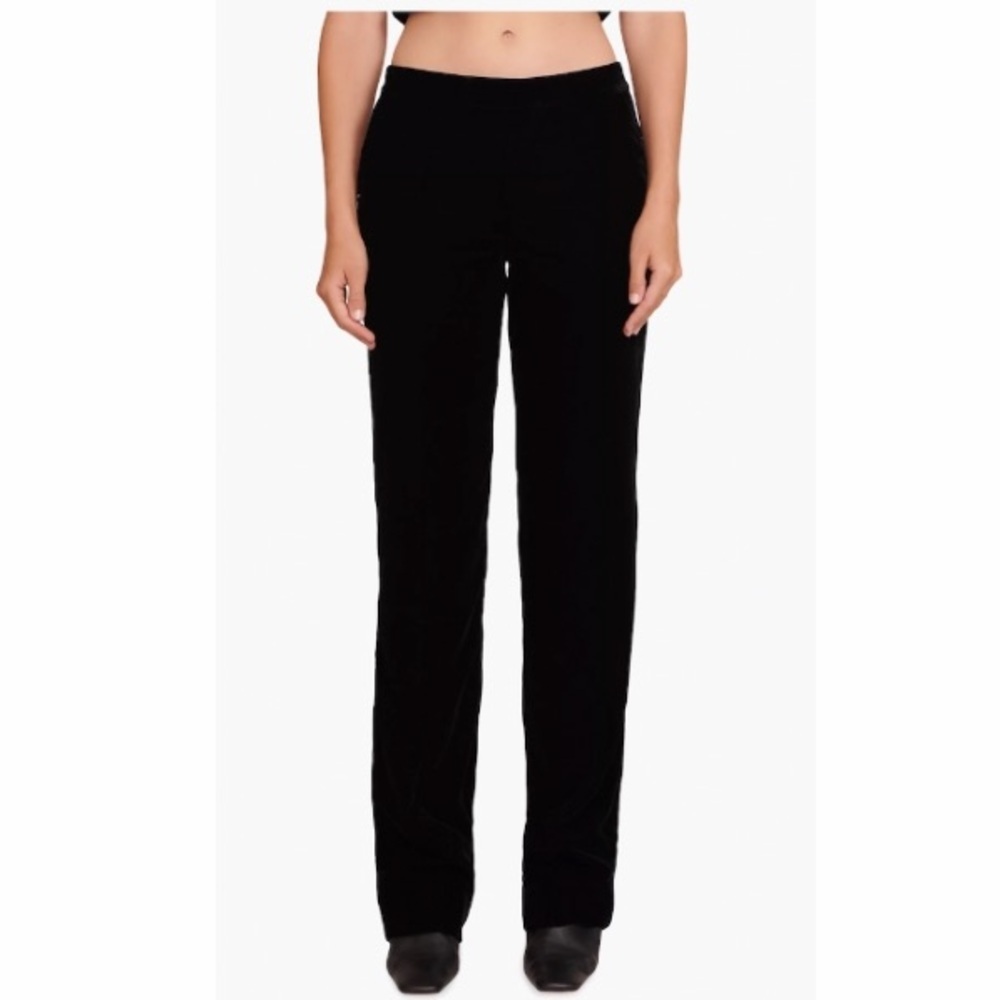 STAUD Tosca Black Velvet Pants in Black- Size 0.